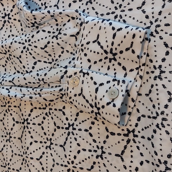 Natori Asagao Button Up Cotton Sateen Blouse White And Black XL NWOT - Picture 13 of 16